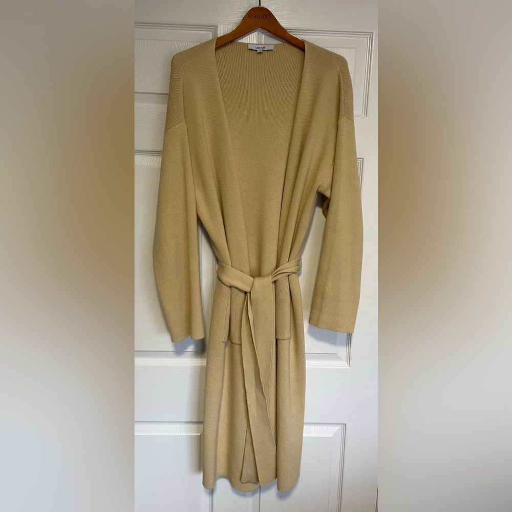 Little Puffy Robe Cardigan in Sand Color.
